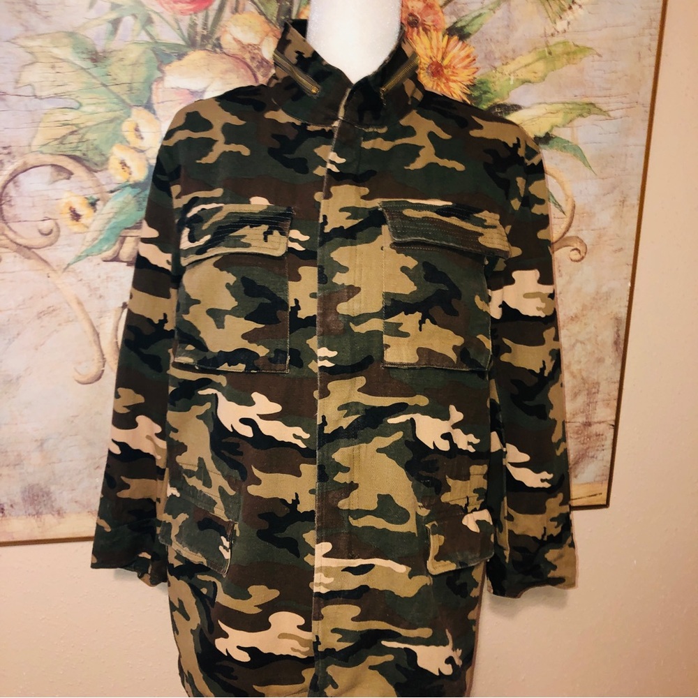 Sz M Asmax Haoduoyi Brown & Green Boho Camo Jacket - Picture 9 of 16
